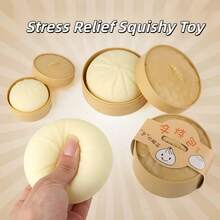 1/2 món đồ chơi bóp mềm hình bánh bao hấp thực tế, đồ chơi giảm căng thẳng có độ đàn hồi chậm, quà tặng hài hước cho người lớn. - Màu be - Xem 5