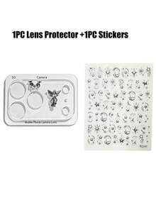 Punk Style Camera Lens Protector Case, Transparent Clear Lens Cover With DIY Stickers, Shock-Proof Anti-Scratch Camera Protective Cover, Dark Style - Virgin Mary's Wings - View 8