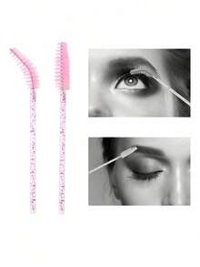 100pcs/50pcs/10pcs Disposable Mascara Wands, Eyelash Brushes, Eyebrow Crystal Gloss Eyelash Brushes, Eyelash Extension Makeup Tools - Pink - View 21