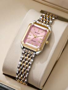 1 chiếc đồng hồ đeo tay nữ thanh lịch, máy quartz, dây đeo bằng thép không gỉ, mặt vuông, kiểu dáng cổ điển sang trọng (Chỉ có đồng hồ, không kèm hộp) - Nhiều màu - Xem 7