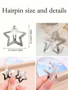 【Y2K女孩必備】多件裝星星髮夾！5/10/20件可選，銀色星星髮夾時尚風格，輕鬆打造甜美中性髮型，外出必備時尚髮飾套組 - 銀色 - 查看 2