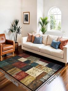 1pc Modern Geometric Area Rug, Washable Patchwork Print Polyester Rectangular Carpet, Easy Care Suitable For Living Room, Hallway, Bedside, Sitting Room, Bedroom, Office, Kitchen, Farmhouse Home Decor - Multicolor - View 15