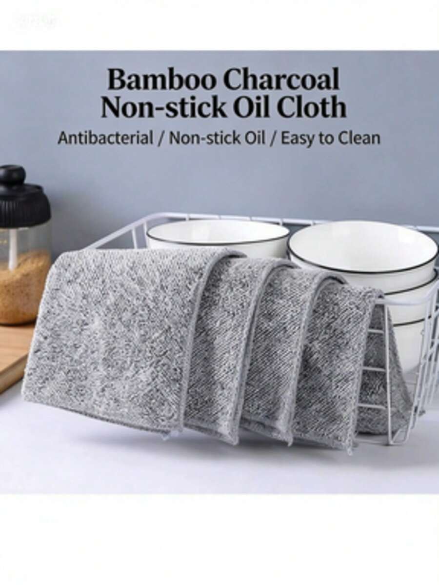 Khăn lau bát đĩa sợi than tre dày dặn, chất tẩy dầu mỡ nhà bếp, khăn lau bát đĩa không xơ, miếng cọ rửa thấm hút cao, khăn lau chùi. - A - Xem 1