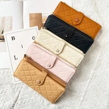 Fang Huang Delicate Snap Closure Women's PU Zipper Multi-Functional Large Capacity Card Holder, Sweet & Cute Young Fashion Minimalist, Easy To Carry, Bright Pink Women's Long Wallet - 粉色 - 查看 2