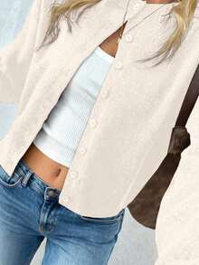 FOR BEAUTY Autumn New Solid Color Round Neck Single-Breasted Long Sleeve Knit Cardigan, Gentle, Elegant, Romantic, Casual, Lazy, Fashionable, Minimalist Versatile, Suitable For Outings, Valentine's Day Dates, Commuting And Various Occasions.This Cardigan Is An Ideal Choice For Women's Spring Wear. - 暖杏 - 查看 4