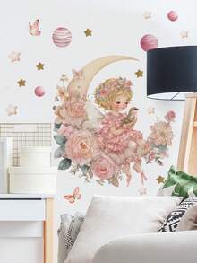 Watercolor Fairy Tale Moon Elf Ballet Girl Wall Sticker Self-Adhesive Removable Butterfly Star Moon Elf Sticker Girl Princess Style Sticker Girl Room Dance Classroom Wall Soft Decoration - Wall Stickers - View 13