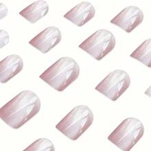 24Pcs Pink Short Square Press-On Nail Kit, With Glitter Effect, Full Cover Solid Color Fake Nails, Includes Jelly Glue And Nail File, Suitable For Women And Girls, 3D False Nails, Colored Nails, Removable Wear, Suitable For Festivals, Events, And Parties. Nail Supplies - Multicolor - View 4