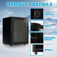 WANAI 20 Can Beverage Refrigerator Cooler - Compact Fridge With Glass Door For Beverages, Wine Refrigeration Cabinet, Tabletop Beverage Cooler With Adjustable Shelf For Home/Office/Dorm - US B Type Plug(110-127V) - View 6