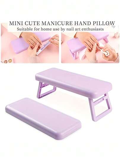 1 pieza Soporte de mano plegable para uñas, Almohada de mano para técnicos de uñas, Plegable, Elevado para lámpara de uñas, Soporte de muñeca para salón de uñas, Soporte de mano portátil, Reposabrazos de cojín para uñas, Accesorios de escritorio para uñas