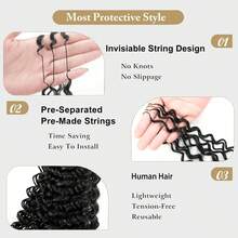 Human Crochet Hair For Women 22 22 22 Inch 150g Pre Separated Deep Wave Feather Crochet Human Hair Pre Looped Miracle Knots Crochet Hair Invisible Human Hair Crochet Bundles Natural Black - Natural Black - View 2