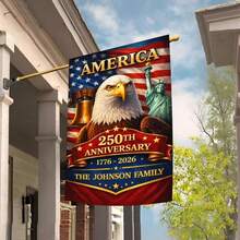 NAZENTI Personalized 250 Year American Anniversary Flag With Family Name, Custom 250 Year American Anniversary Garden Flag, Customized Garden Flags For Outside, 250th Gifts For Patriots A01 - 單面印刷 - 查看 4