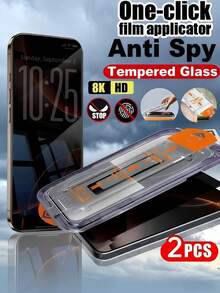 Bộ 2 miếng dán màn hình cường lực chống nhìn trộm, độ cứng cao, cấu trúc bền chắc, khả năng chống trầy xước tuyệt vời, tương thích với iPhone 17e/17 Pro Max/17 Pro/17Air/17/16e/16 Pro Max/16 Pro/16 Plus/16/15 Pro Max/15 Pro/15 Plus/15/14/13/12 và các dòng máy khác. - màu đen - Xem 1