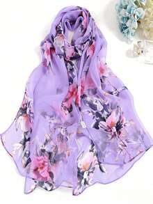 1 pièce Étole/Paréo floral à l'encre, printemps/été, polyvalent pour le trajet, la protection solaire, les vêtements extérieurs, convient pour toutes les saisons, cadeau élégant, indispensable pour les voyages, vacances - Multicolore - Voir 6