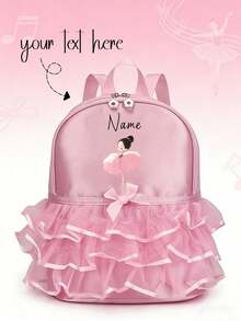 This Personalized Mini Casual Backpack Features A Simple And Refined Design, With Multi-Functional Practicality. The Solid Color Design Is Accented With A Bow And Lace Trim, Incorporating A Ballet-Inspired Pattern. It Is Very Suitable For Daily Use, Shopping, And School. It Also Makes A Wonderful Birthday Or Back-To-School Gift. - Multicolor - View 2
