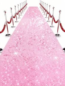 1件装闪光香槟粉色走道地毯/婚礼走道地毯，闪亮走道地毯，婚礼生日仪式用品，走道装饰，适用于活动、派对、婚礼、商业装饰、婚礼走道装饰、周年纪念装饰、宴会教堂走道装饰、入口装饰 - 粉色 - 查看 2