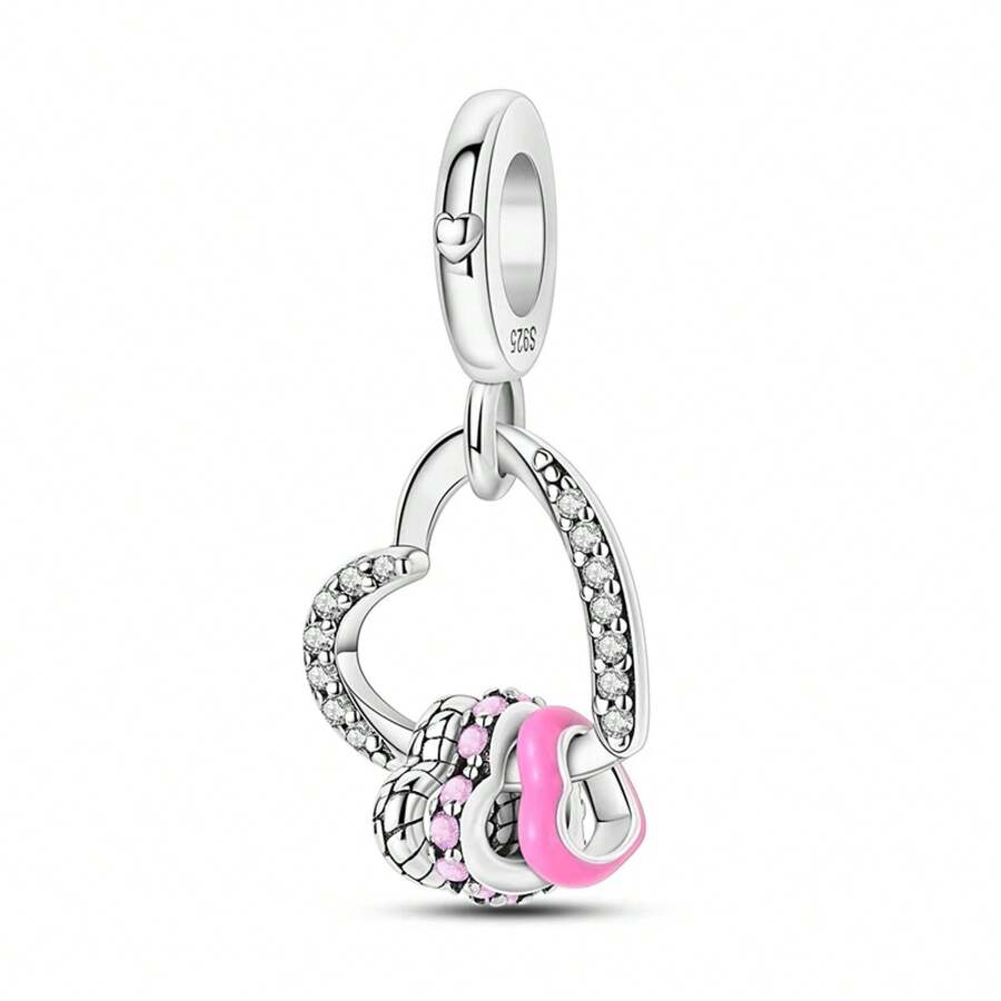 925 Sterling Silver Pink Series Charms Bow Tie Girl Cake Princess Beads Pendant Bracelet Setting Jewelry Gift For Women 3Q3Y - KTC1312 - 查看 1