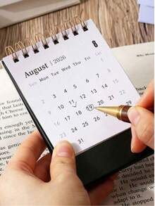 1 pezzo Calendario da scrivania compatto minimalista Morandi 2026, calendario da scrivania portatile in colore solido con design in lamina d'oro, calendario accademico da luglio 2025 a dicembre 2026, calendario da tavolo pieghevole piccolo e semplice, materiale in carta resistente, ornamento da scrivania multifunzionale per pianificazione quotidiana per casa, ufficio e scuola - Multicolore - Visualizzare 2