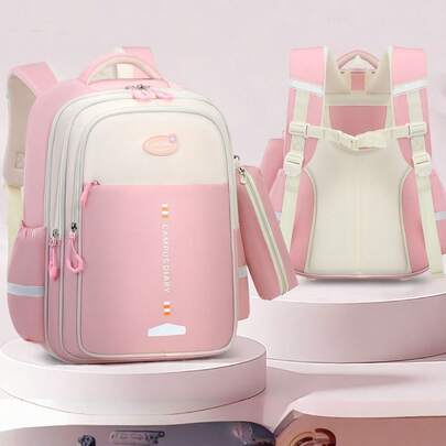 New Girls' Backpack, Lightweight Elementary School Student Backpack Grade 1-6, Large Capacity Schoolbag