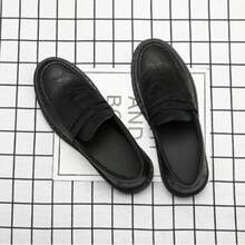Men's Spring/Summer Slip-On Casual Business Formal Loafers, British Style Black Soft Bottom Moccasins - Black - View 2