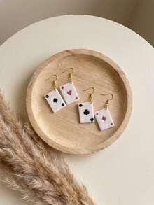 复古扑克牌花色粘土切割器套装，聚合物粘土切割器，赌场主题珠宝制作DIY工艺工具 - 白色 - 查看 3