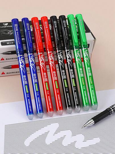 8/4/1pc. Erasable Gel Pen (Black, Red, Blue, And Green Available), 0.5mm Thermal Erasable Gel Pen, Wear-Resistant And Durable, Easy To Erase And Correct, Keeps Writing Neat, Creative Student Stationery, Suitable For Note-Taking. Student Stationery.