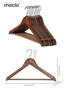 1/5/10pcs Wooden Clothes Hangers Without Slide Bar, Premium Durable Wood Closet Organizer For Suits Coats Pants Shirts, Heavy-Duty Wardrobe Storage Solution, Non-Slip Grips Clothing Hanger Set For Home Bedroom Laundry Room Organization, Strong Wooden Coat Hanger Perfect For Daily Use And Professional Display, Stylish Wooden Garment Hangers For Jacket Dress Sweater Storage - Multicolor - View 10