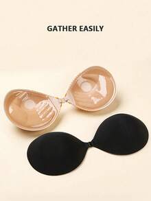 Adhesive Silicone Invisible Strapless Bra Cups Thickened 3cm Enhancing Breast Lift Tape For Small Bust,Plunge Dress Backless Bras - 杏-1 - 查看 1