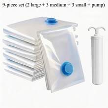 Bộ 1/5/9/10 túi hút chân không cỡ lớn, kèm theo 1 bơm tay. Những túi này được thiết kế để tiết kiệm không gian, tạo độ nén kín khí và bảo vệ khỏi bụi bẩn và hơi ẩm. - Nhiều màu - Xem 23