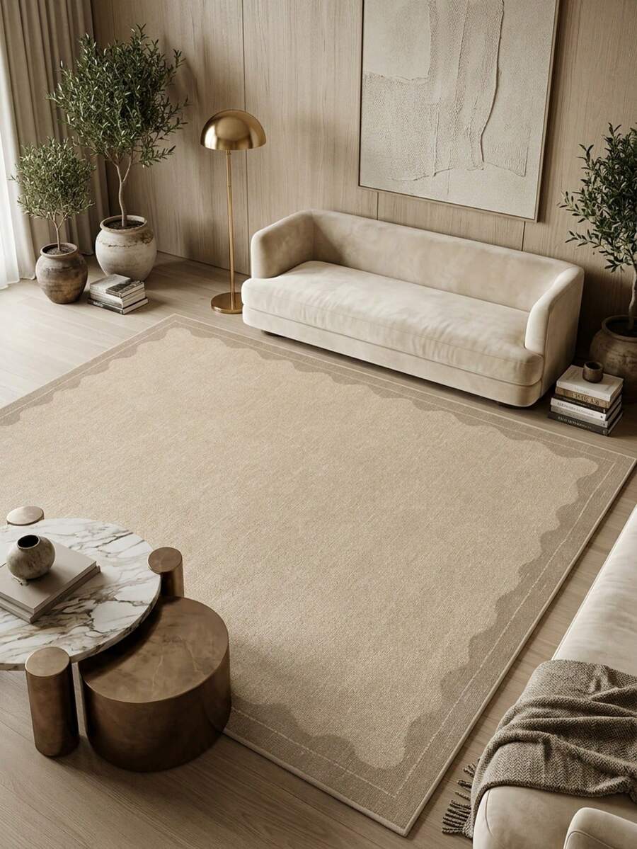 1 pieza Alfombra moderna y minimalista con patrón de onda geométrica, alfombra de felpa sintética, adecuada para baño, cocina, entrada, pasillo, mesita de noche, sala de estar, dormitorio, felpudo lavable a máquina para todo el año, decoración del hogar - Multicolor - Ver 1
