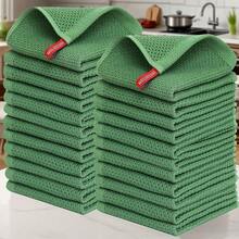 23pcs 100% Cotton Waffle Weave Kitchen Dish Cloths, Ultra Soft Absorbent Quick Drying Dish Towels, 12 X 12 Inches, Great For Cooking, Cleaning And Wiping Hands, Kitchen Decor And Accessories. - 23件裝 - 草綠色 - 查看 4