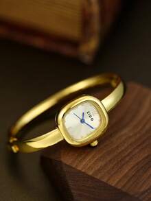 1 chiếc đồng hồ thạch anh kiểu vòng tay vàng, thời trang thường ngày, phù hợp để đeo hàng ngày, cũng là món quà lý tưởng cho mùa tựu trường/tốt nghiệp. - Vàng - Xem 4