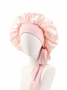 Mũ trùm đầu bằng vải satin co giãn nhiều màu sắc dành cho nữ có tóc dài, thích hợp để ngủ, trang điểm, làm đẹp và tạo kiểu tóc bằng nhiệt. - Hồng - Xem 7