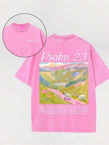 Yuega Tshrit 1pcJesus Religious Cross Sun Printed Retro Washed T-Shirt, 230G, Retro Street Style. Simple And Versatile, Pure Cotton Is Of High Quality, Novel And Fashionable, And It Is A Must-Have Fashion T-Shirt For Spring And Summer.Summer Clothing Tops - 玫紅色 - 查看 16