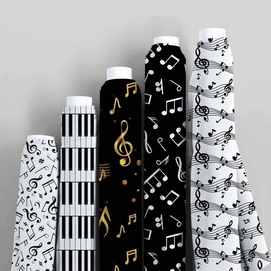 Music Notes Piano Series Quilting Fabric 100% Cotton Craft Fabrics DIY Handmade For Patchwork Craft - Default - View 1