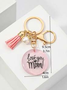 1 chiếc móc khóa thiết kế mới bán chạy nhất nhân Ngày của Mẹ, tự làm thủ công chữ tiếng Anh "LOVE YOU MOM" mặt dây chuyền tròn bằng nhựa đính ngọc trai tua rua, mặt dây chuyền tròn bằng nhựa nhiều màu sắc, quà tặng móc khóa ngọc trai cho mẹ, quà tặng sáng tạo cho mẹ, phụ kiện điện thoại xe hơi, quà tặng ngày lễ, quà tặng khuyến mãi, thích hợp làm quà tặng hàng ngày cho mẹ, cha, tốt nghiệp và giáo viên. - Nhiều màu - Xem 12