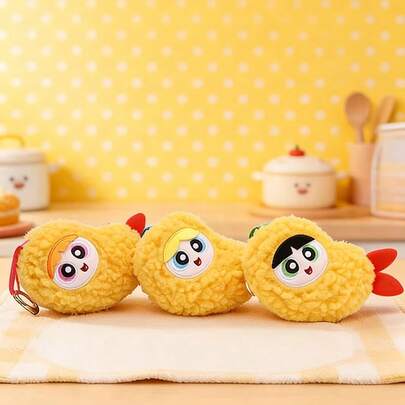 飞天小女警天妇罗虾版毛绒挂件 可爱卡通动漫包包挂饰 卡哇伊房间装饰 收藏礼物 可爱柔软的毛绒玩具 完美的生日圣诞节假日礼物 送给女孩、青少年和粉丝