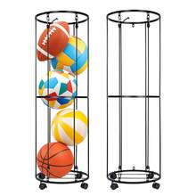 Black Metal Ball Storage Rack, Space Saving Sports Ball Organizer For Football - 黑色 - 查看 1