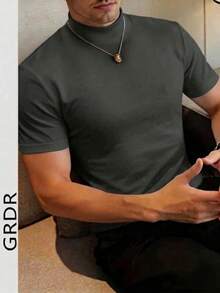 Camiseta de manga corta con cuello alto de moda para hombres GRDR, versátil para el verano y el transporte - Gris - Ver 3
