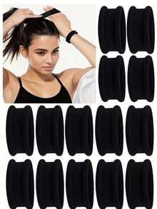 1/5/10 chiếc Dây buộc tóc bản rộng, co giãn cao, không đường may, kiểu dáng tinh tế - Dây buộc tóc không làm hư tóc. Hoàn hảo cho phụ nữ buộc tóc đuôi ngựa cao. - màu đen - Xem 1