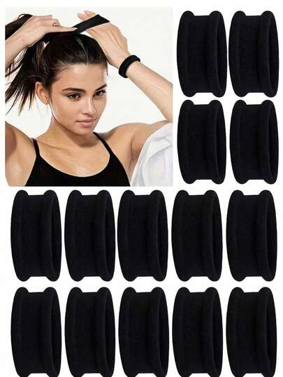 1/5/10 piezas Banda de pelo sin costuras de alta elasticidad y ultra ancha con un aspecto sofisticado - Una goma de pelo que no dañará el cabello. Perfecta para que las mujeres se hagan una cola de caballo alta.