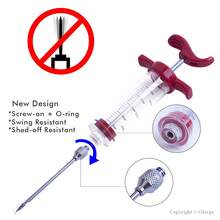 Ofargo Meat Marinade Injector Syringe Kit, 1oz BBQ Flavor Injector With 2 Stainless Steel Needles, Leakproof Plastic Meat Injector For Turkey, Chicken, Beef & Grill Smoking, Red - Red - View 4