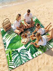 1 pieza Estera de picnic para exteriores con estampado de hojas de plantas tropicales - Manta para exteriores para todas las estaciones, adecuada para playa, camping, senderismo, viajes, ciclismo, manta de playa, artículos esenciales para camping, accesorios de playa, artículo esencial para picnic al aire libre - A - Ver 8