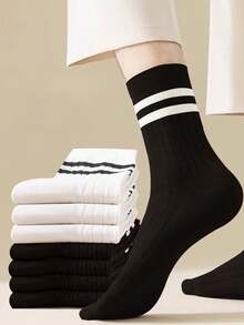 1/2/4/6 pares de calcetines coreanos de estilo coreano para mujer hasta la pantorrilla, calcetines anti-olor, calcetines largos tipo tubo, calcetines largos de estilo japonés, calcetines tipo tripulación, calcetines para parejas, para primavera y otoño - Multicolor - Ver 1