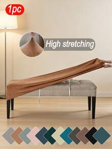 1pc Solid Color Elastic Silver Fox Plush Bench Cover, Washable And Removable Stretch Bench Slipcover, Suitable For Home, Office And Hotel - Protect Your Seat From Spills And Stains - Multicolor - View 5