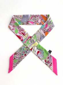 1pc New Cashew-Shaped Women Scarf, Versatile For Tying Bag Handles, Headband, Neckerchief For Dress - Hot Pink - View 3