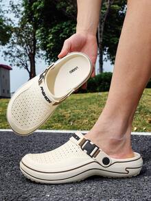 Dép xỏ ngón thoáng khí, có lỗ thoáng khí và quai gót điều chỉnh được, dép xăng đan chống trơn trượt, dép lê hở gót ngoài trời. - trắng - Xem 4