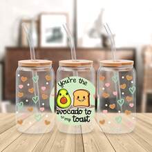 Bộ 4 miếng dán cốc chống tia cực tím UV (9.4x4.3 inch), hình ảnh dễ thương về tình yêu đôi bạn, gấu bông Capybara, chó Frenchie và bánh mì nướng bơ, cà phê sữa Peace Love Latte, hình dán chống thấm nước dán lên cốc thủy tinh 16oz, quà tặng DIY. - TÌNH YÊU 01 - Xem 3