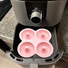 Khuôn làm bánh donut 4 ngăn dùng cho nồi chiên không dầu, khuôn nướng silicon chống dính tái sử dụng, khuôn làm bánh donut, bánh ngọt, bánh quy, bánh mì tròn, bánh muffin hoàn hảo, phụ kiện nướng cho nồi chiên không dầu và lò nướng. - khuôn làm bánh donut - Xem 7