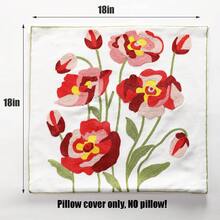 Fundas de almohada bordadas florales con cierre oculta, fundas de cojín decorativas de primavera para sofá, decoración del hogar (lavanda, 18 x 18 pulgadas) - Rosa - Ver 4