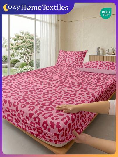 2/3件套印花床笠套装（1套床笠+1/2个枕套，不含枕芯），亲肤床垫罩，图案印花床垫保护套，舒适柔软，透气性好，多种尺寸可选，适用于标准双人床/单人床/大号双人床/特大号双人床，可机洗，家居装饰，房间装饰，卧室装饰，通过Oeko-Tex认证